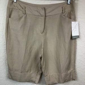 Emma James Light Tan Linen Black Shorts Sz 12P‎
